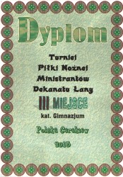 Dyplom za zajęcie III. miejsca